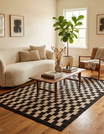 4' 9 x 6' 5 Hand Woven Kilim Modern Wool Rug