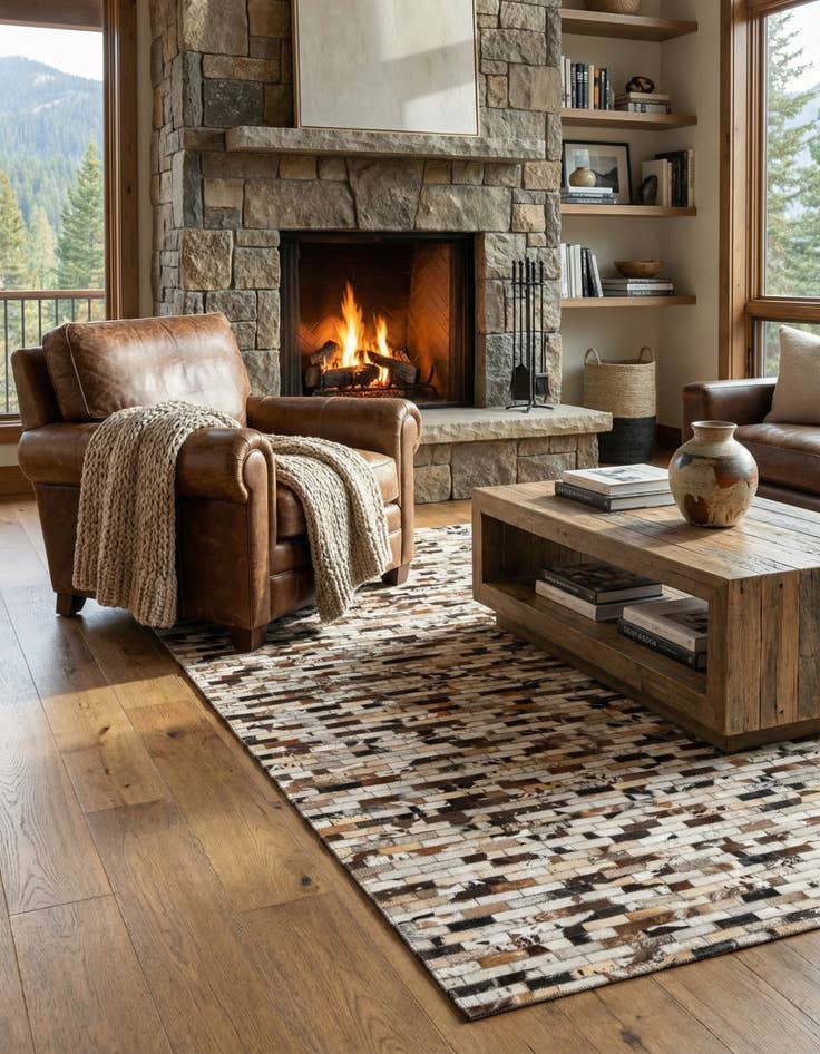 Detail image of 5' x 8' Cowhide Leather Rug