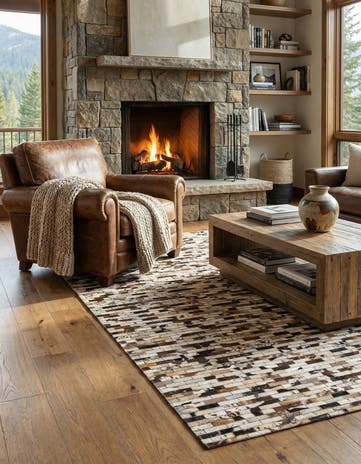 5' x 8' Cowhide Leather Rug