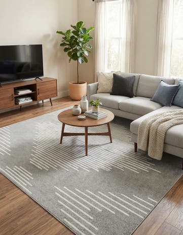 Gray and Ivory Kai Square Rug