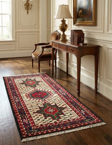 3' 3 x 6' 3 Hand Knotted Gharajeh Wool Runner Rug