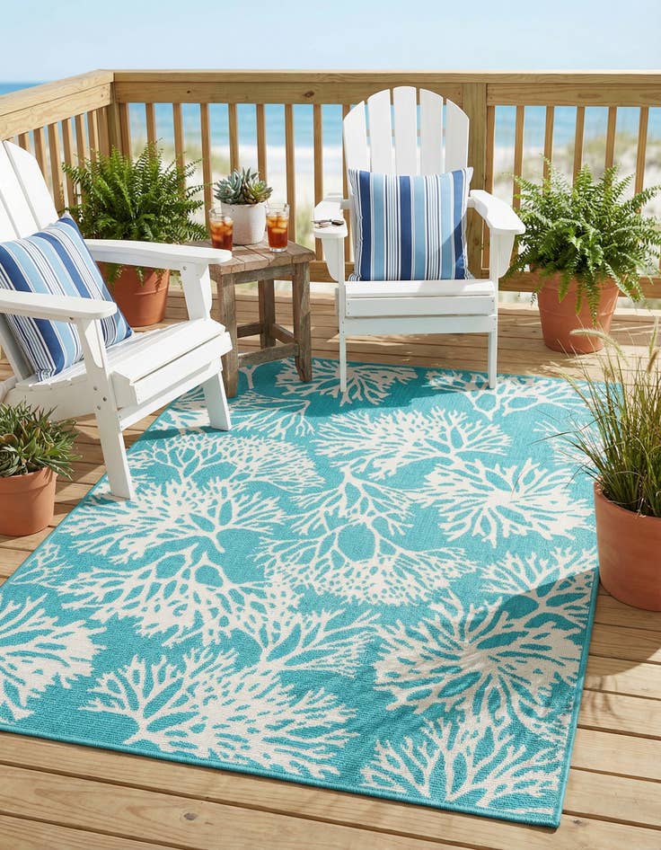 Detail image of 4' x 6'  Washable Coastal Indoor / Outdoor Rug
