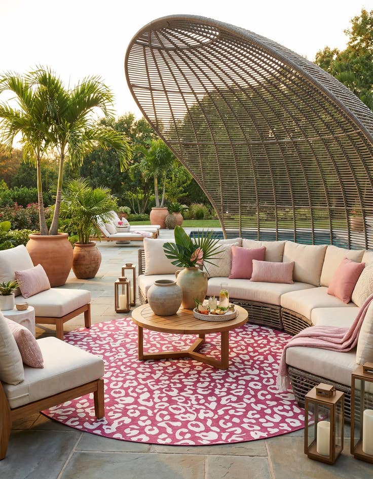 Detail image of 13' x 13'  Washable Safari Indoor / Outdoor Round Rug