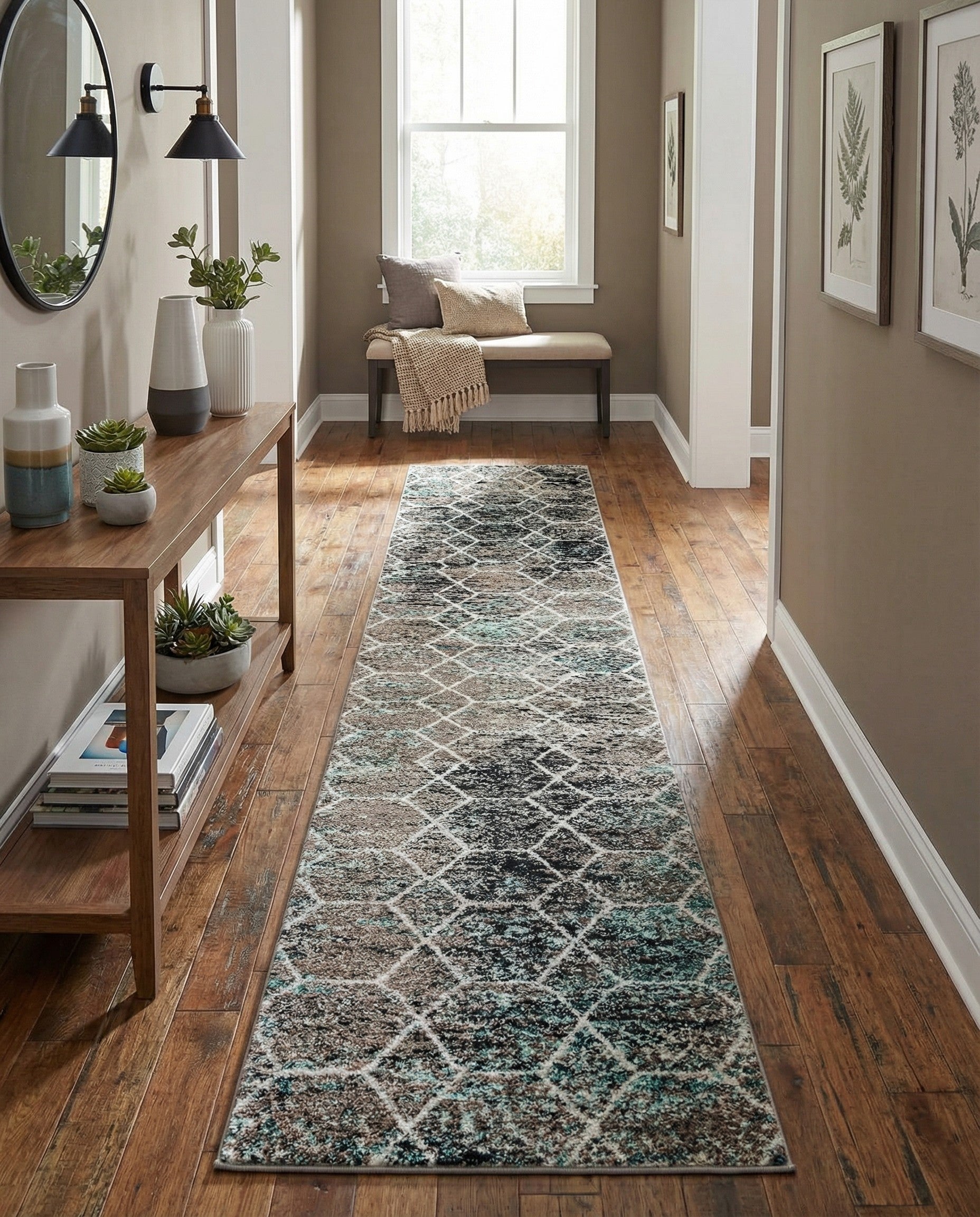  2' x 13' Lattice Frieze Runner Rug