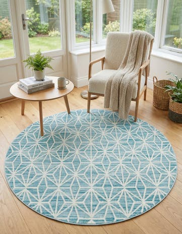 Jill Zarin Blue Uptown Fifth Avenue Round Rug