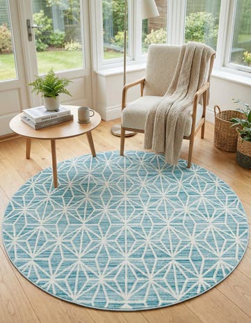 Jill Zarin Blue Uptown Fifth Avenue Round Rug