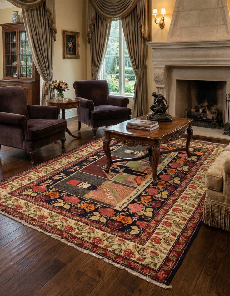 Detail image of 4' 4 x 5' 9  Hand Knotted Karabakh Wool Rug