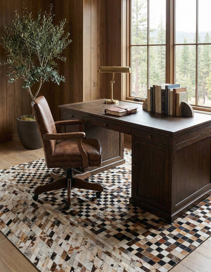 Detail image of 5' x 7' 10 Cowhide Leather Rug