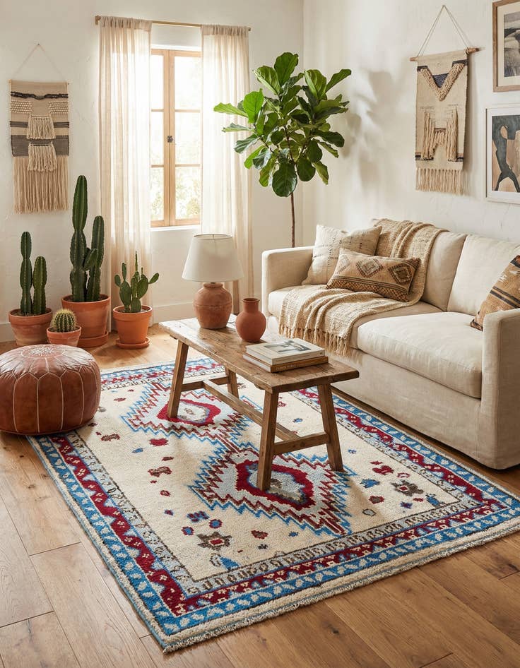 Detail image of 5' x 7' 6  Hand Knotted Moroccan Wool Rug