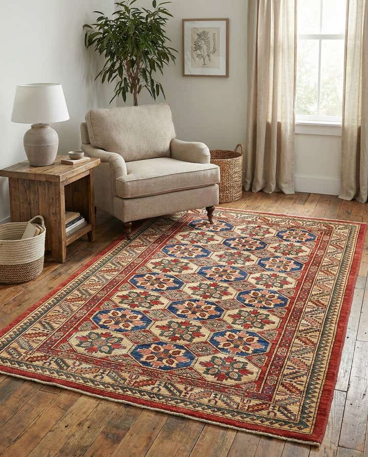4' 2 x 5' 10 Hand Knotted Kazak Rug