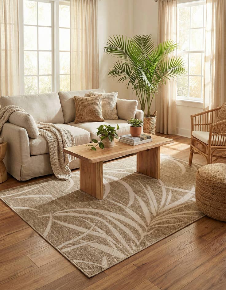 Detail image of 4' x 6'  Washable Botanical Indoor / Outdoor Rug