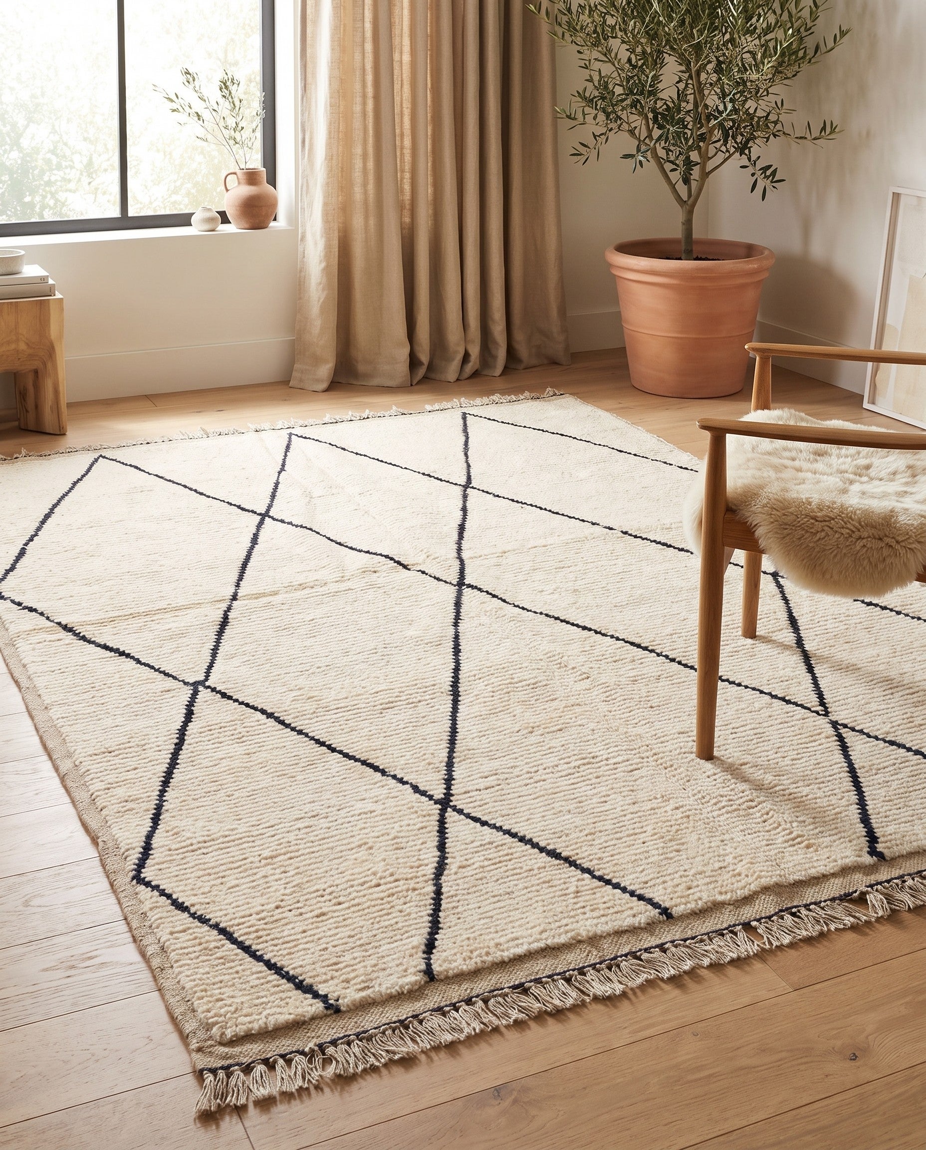 5' 5 x 6' 7 Hand Knotted Moroccan Wool Square Rug