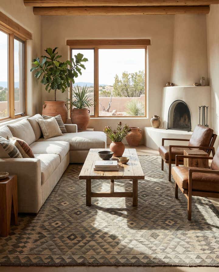 7' x 9' 9 Hand Woven Kilim Maymana Wool Rug