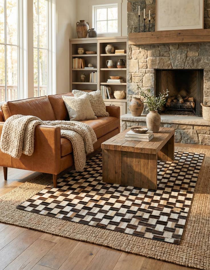 Detail image of  4' x 5' 11 Cowhide - Patchwork Rug