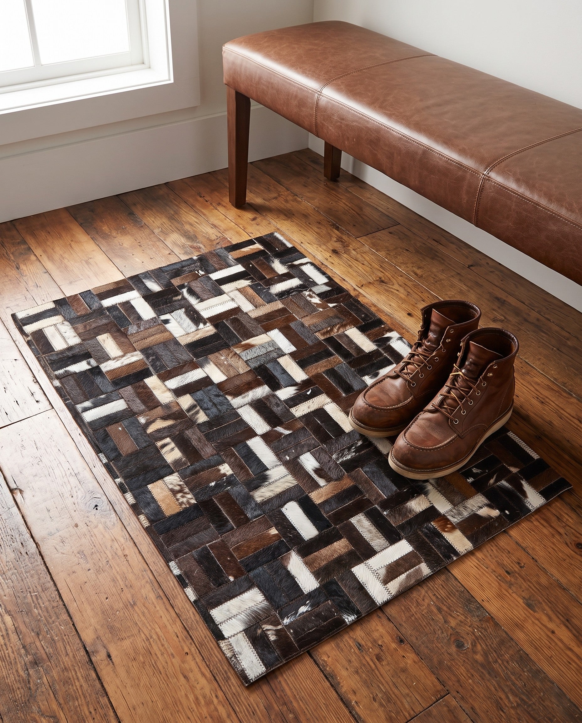 2' x 3' Cowhide Leather Rug