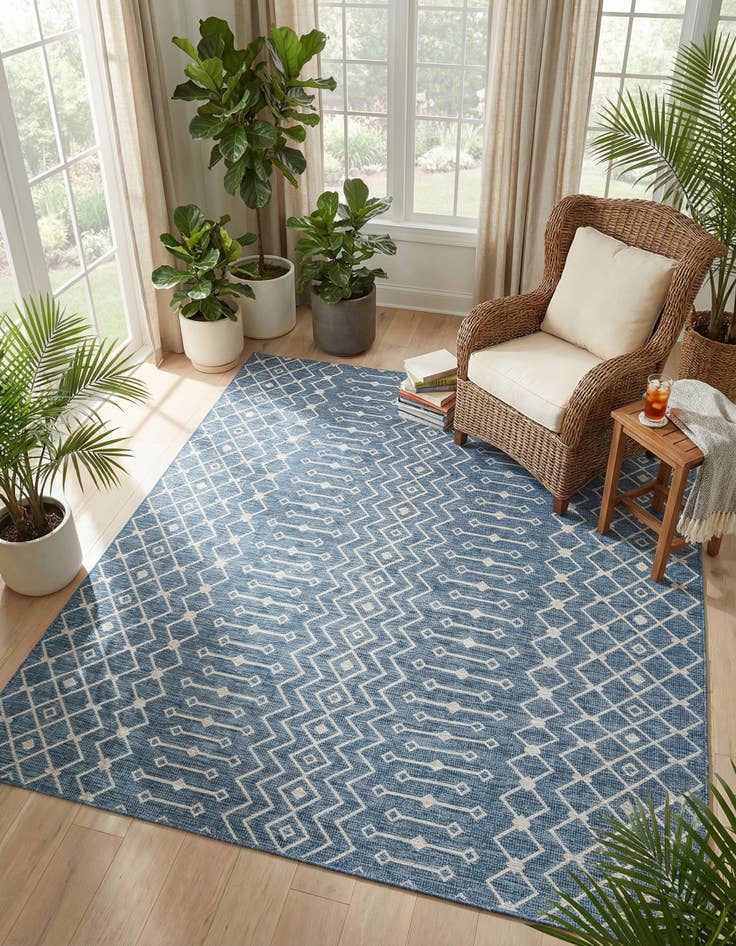Detail image of  13' x 13'  Washable Lattice Indoor / Outdoor Square Rug