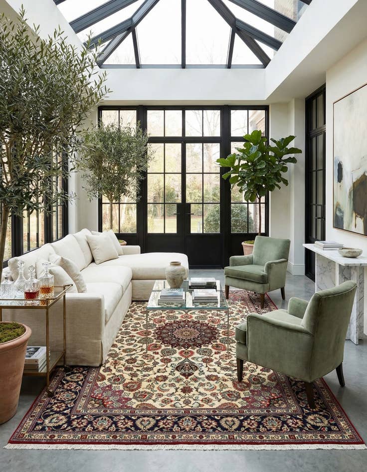 Detail image of  6' 9 x 9' 11  Hand Knotted Qom Persian Rug