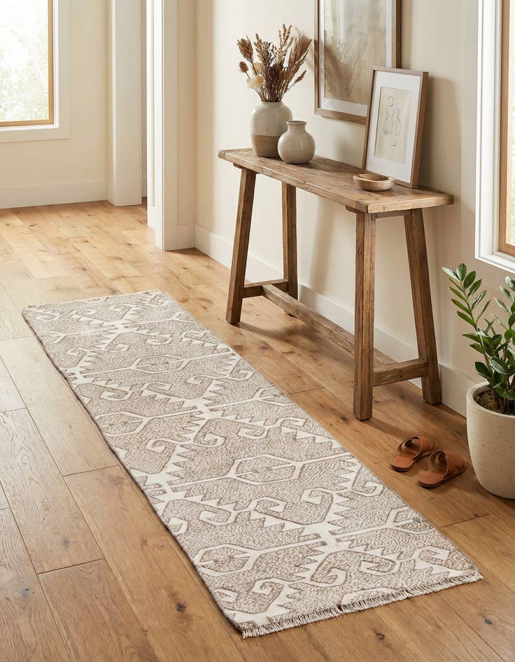 Detail image of 2' x 7' 5  Hand Woven Kilim Modern Wool Runner Rug