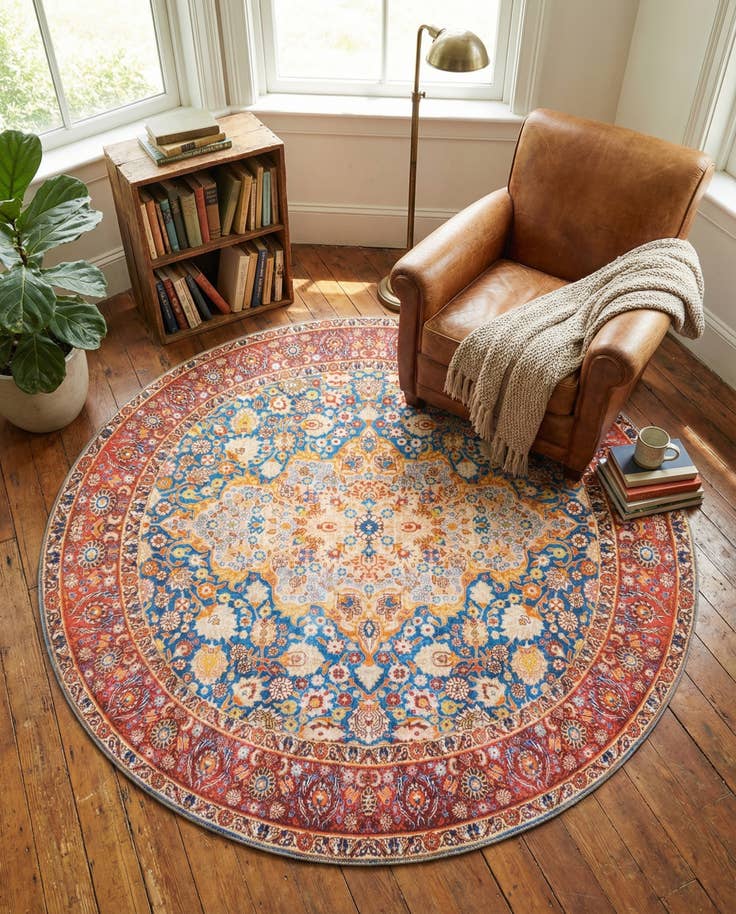 Detail image of 7' 7 x 7' 7 Washable Timeless Round Rug