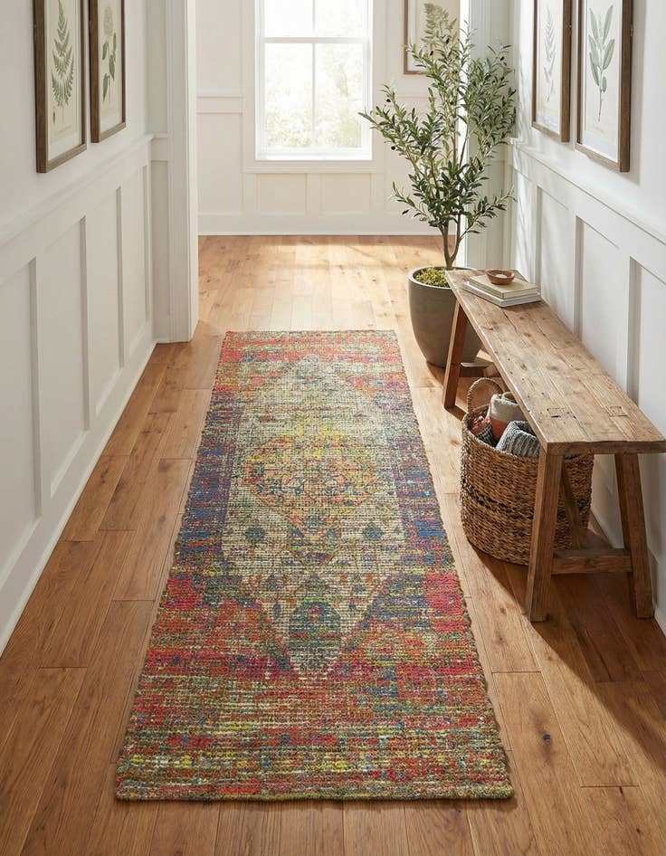 Detail image of 2' 2 x 6' 1 Hand Woven Chenille Jute Runner Rug