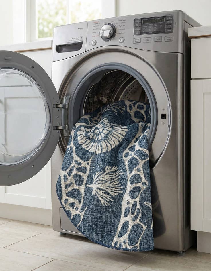 Detail image of  6' x 6'  Washable Coastal Indoor / Outdoor Round Rug