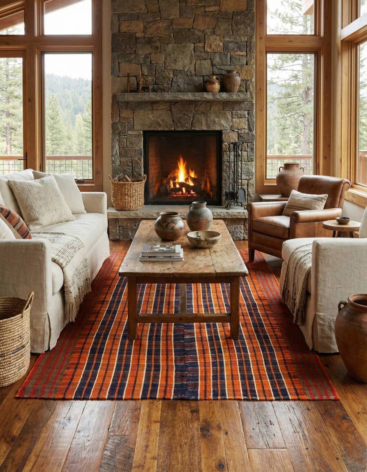 Detail image of 4' 6 x 6' 1 Jajim Wool Rug