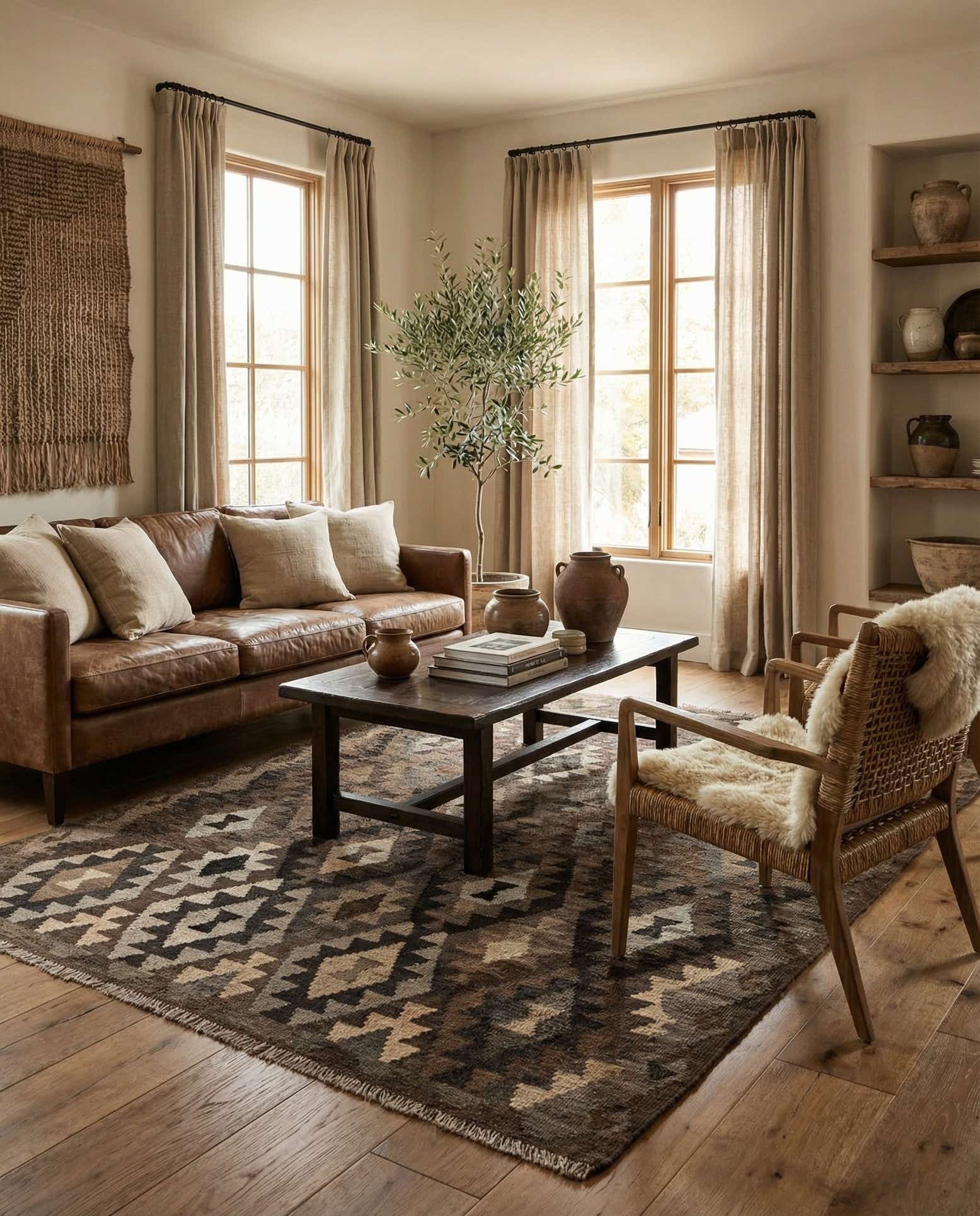 5' 2 x 6' 6 Hand Woven Kilim Maymana Wool Rug