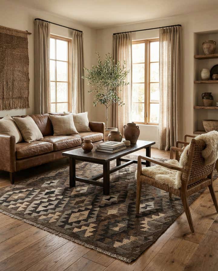 5' 2 x 6' 6 Hand Woven Kilim Maymana Wool Rug