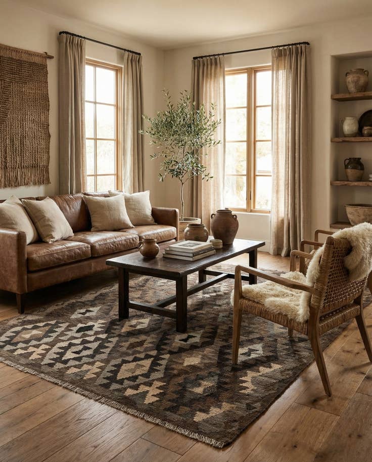 Detail image of 5' 2 x 6' 6 Hand Woven Kilim Maymana Wool Rug