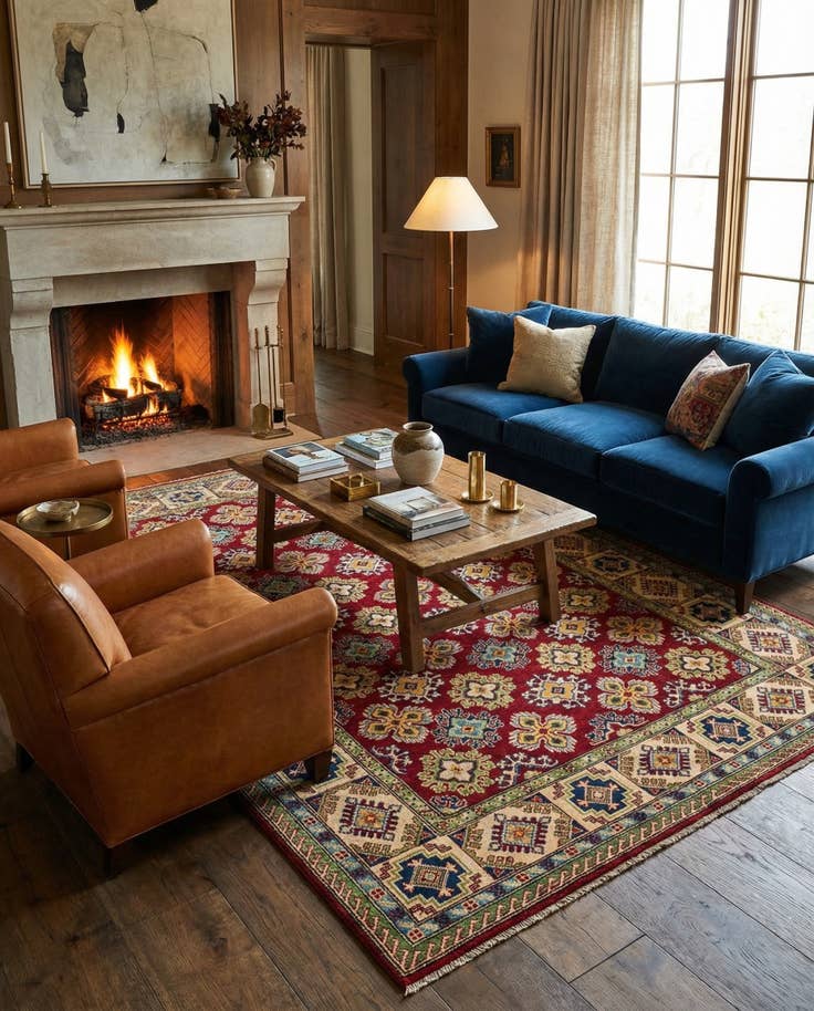 Detail image of 5' 10 x 9' 2 Hand Knotted Kazak Rug