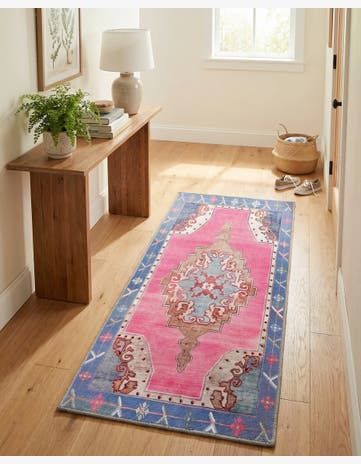 Fuchsia Washable Timeless Runner Rug