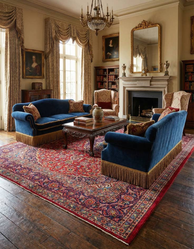 Detail image of  9' 6 x 12' 9  Hand Knotted Mashad Persian Wool Rug