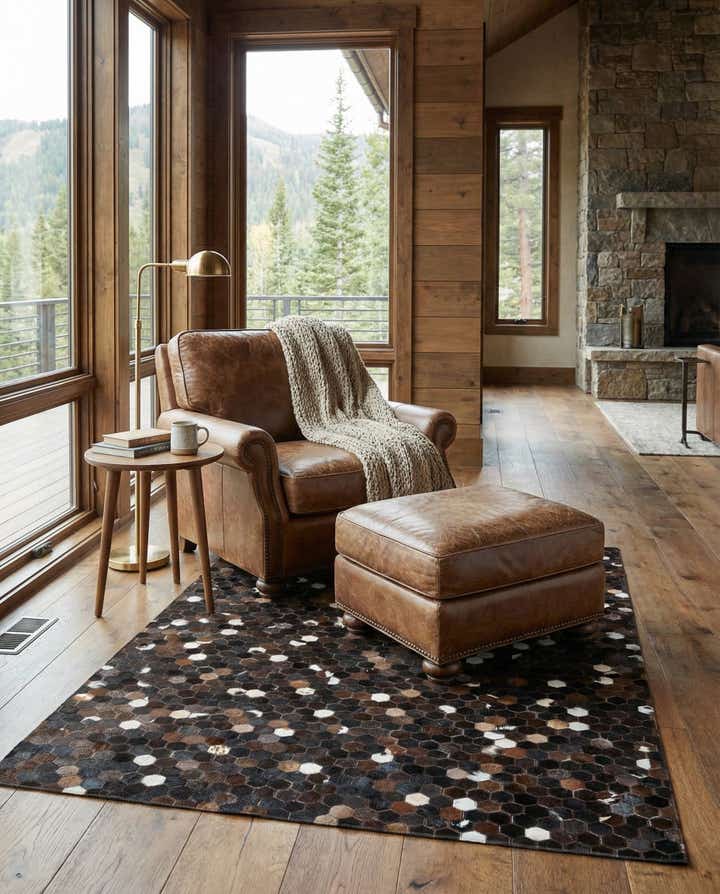 5' 1 x 8' Cowhide Leather Rug