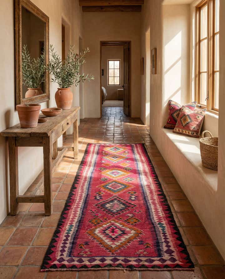 4' 1 x 9' 4 Hand Woven Kilim Fars Wool Runner Rug