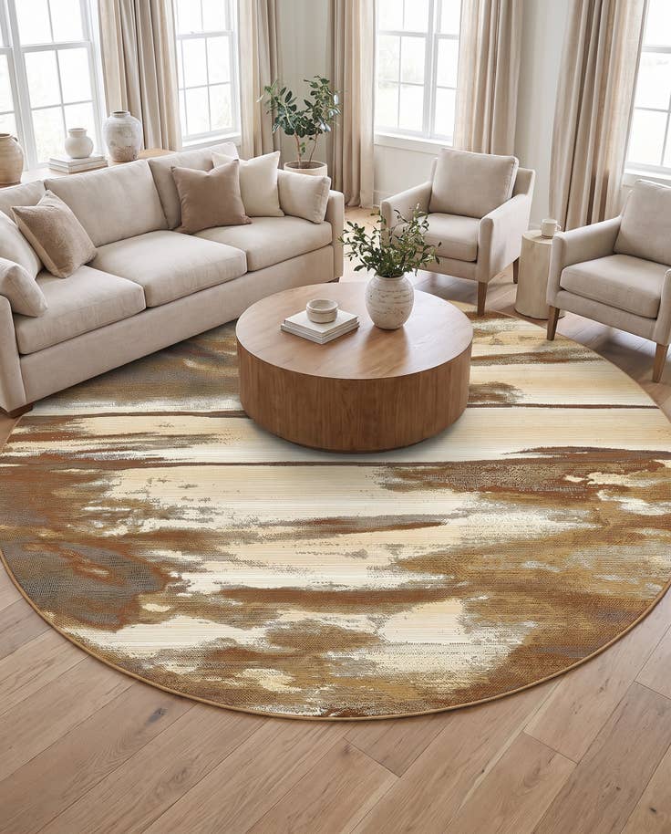 Detail image of 8' x 8' Easy-Clean Modern Indoor / Outdoor Round Rug