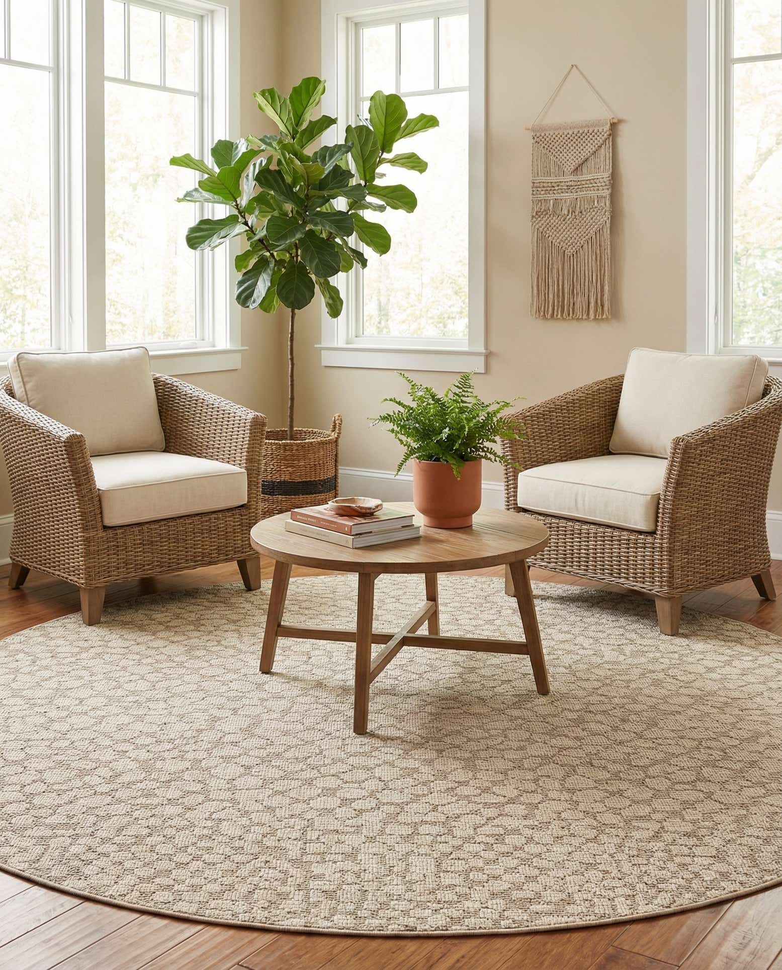 7' 10 x 7' 10 Easy-Clean Safari Indoor / Outdoor Round Rug