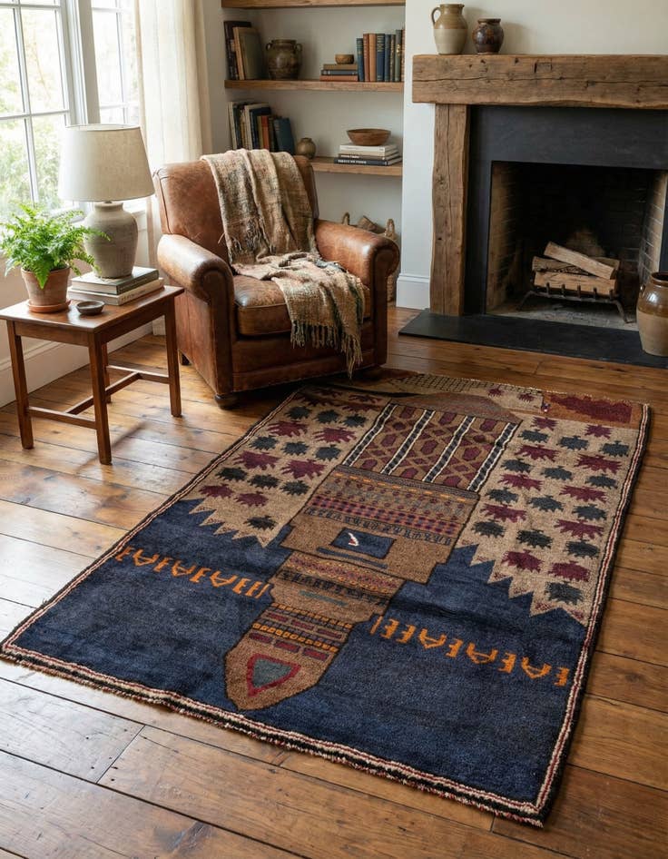 Detail image of  3' x 4' 4  Hand Knotted Balouch Persian Wool Rug