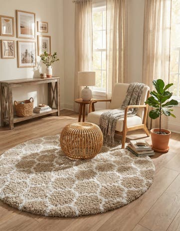 Taupe Marrakesh Shag Round Rug