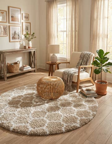 Taupe Marrakesh Shag Round Rug