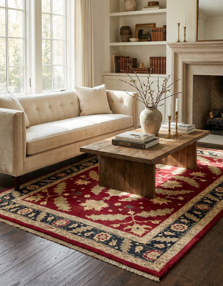 Detail image of 5' 1 x 7' 3  Hand Knotted Ziegler Wool Rug