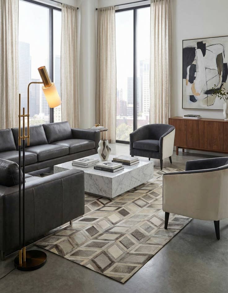 Detail image of  5' 2 x 7' 7 Cowhide - Patchwork Rug