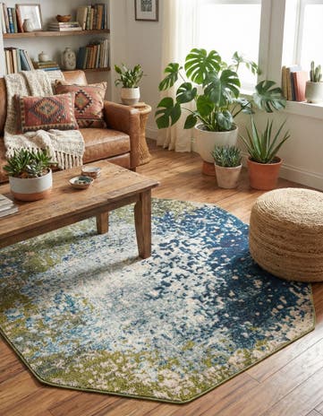 5' x 5' Washable Hyacinth Octagon Rug