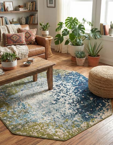 5' x 5' Washable Hyacinth Octagon Rug
