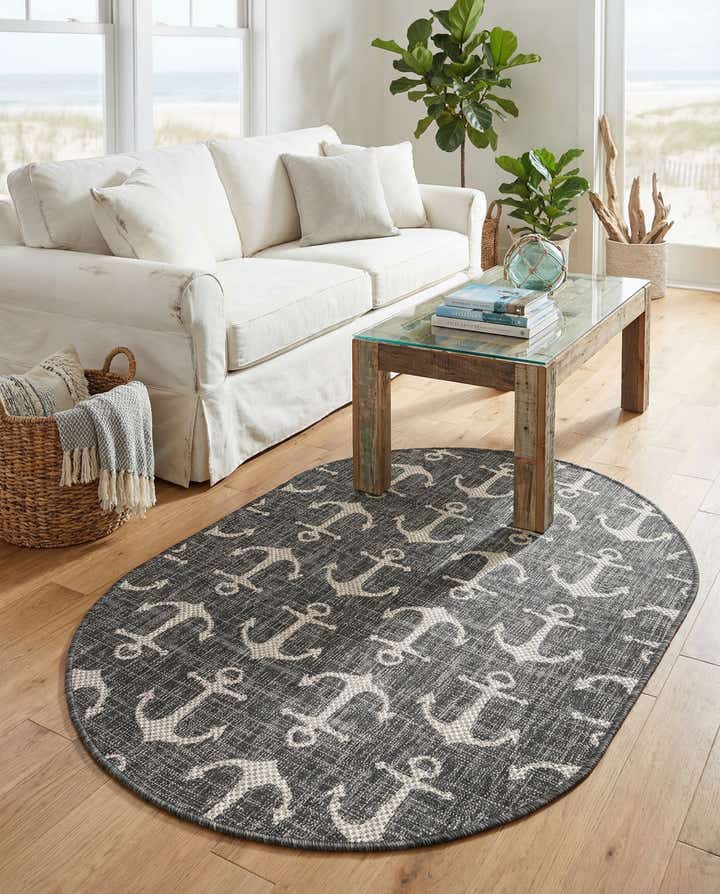 3' x 5' 3 Easy-Clean Coastal Indoor / Outdoor Oval Rug
