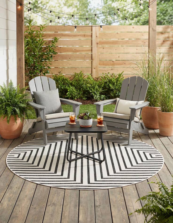 Detail image of  6' x 6'  Washable Modern Indoor / Outdoor Round Rug