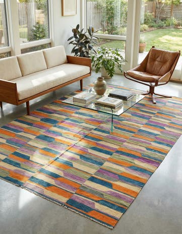 6' 7 x 9' 10 Hand Woven Kilim Modern Wool Rug