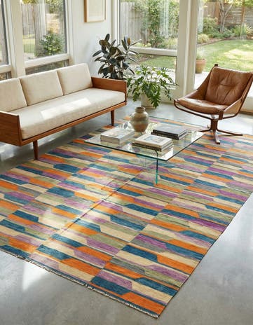 6' 7 x 9' 10 Hand Woven Kilim Modern Wool Rug