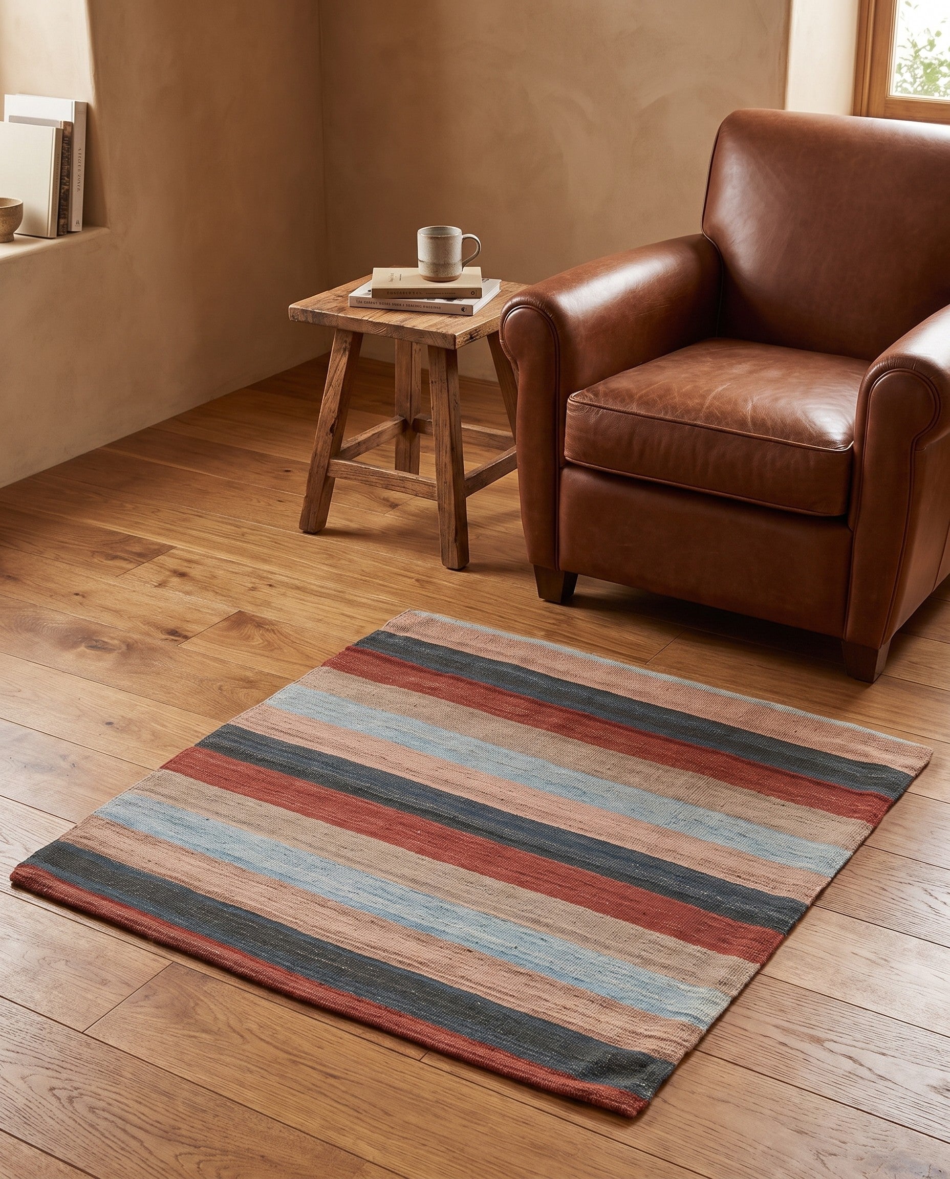 3' 2 x 3' 3 Hand Woven Pillow Wool Square Rug
