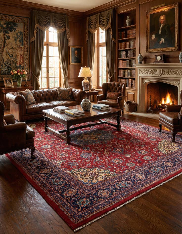 Detail image of 9' 6 x 12' 9 Hand Knotted Mahal Persian Wool Rug