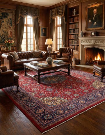 9' 6 x 12' 9 Hand Knotted Mahal Persian Wool Rug